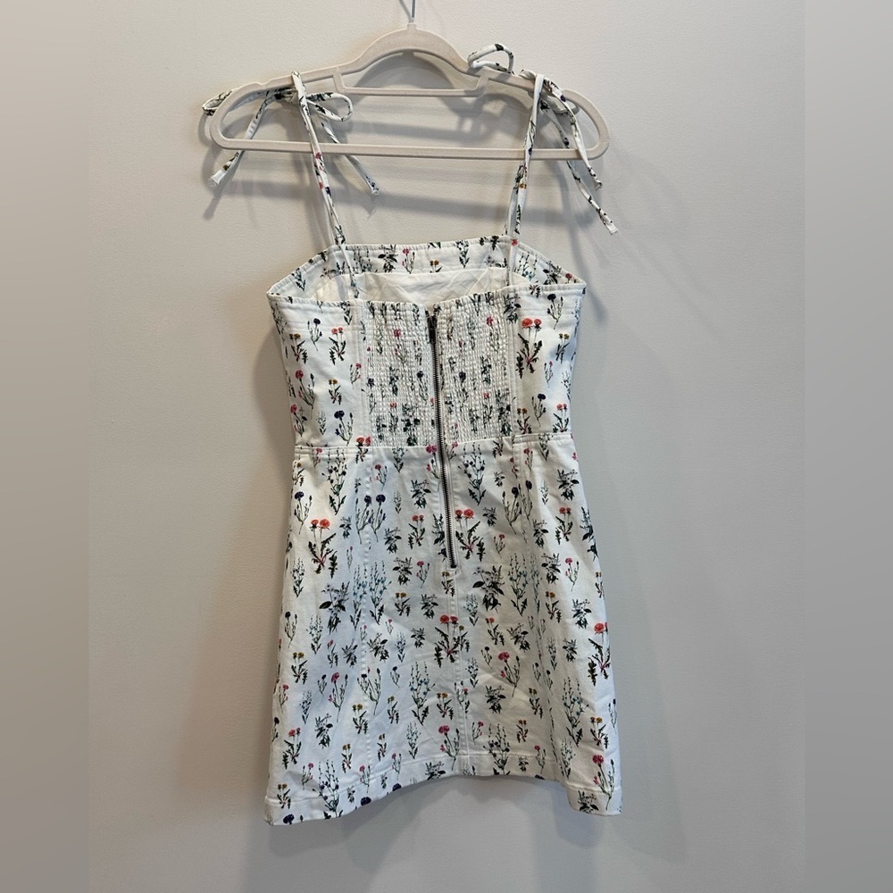 Alice + Olivia Jensen Floral Denim Spaghetti Strap Mini Dress Sz 4 - Picture 3 of 16